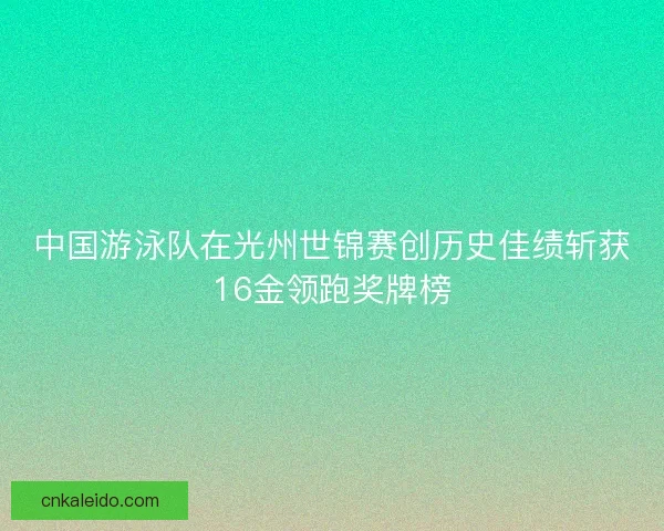中国游泳队在光州世锦赛创历史佳绩斩获16金领跑奖牌榜 中国游泳队在光州世锦赛创历史佳绩斩获16金领跑奖牌榜