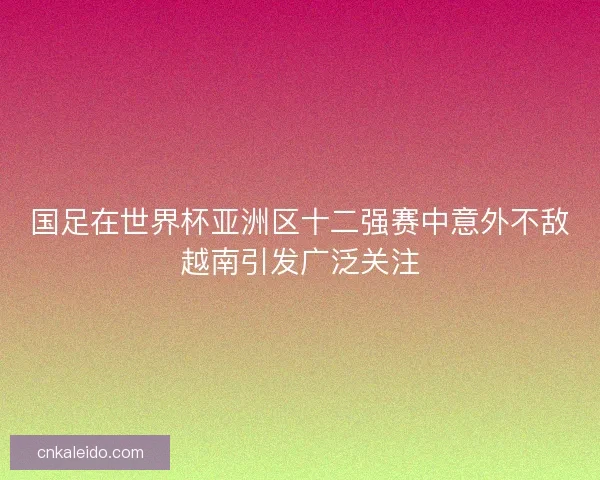 国足在世界杯亚洲区十二强赛中意外不敌越南引发广泛关注