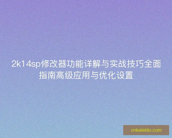 2k14sp修改器功能详解与实战技巧全面指南高级应用与优化设置 2k14sp修改器功能详解与实战技巧全面指南高级应用与优化设置