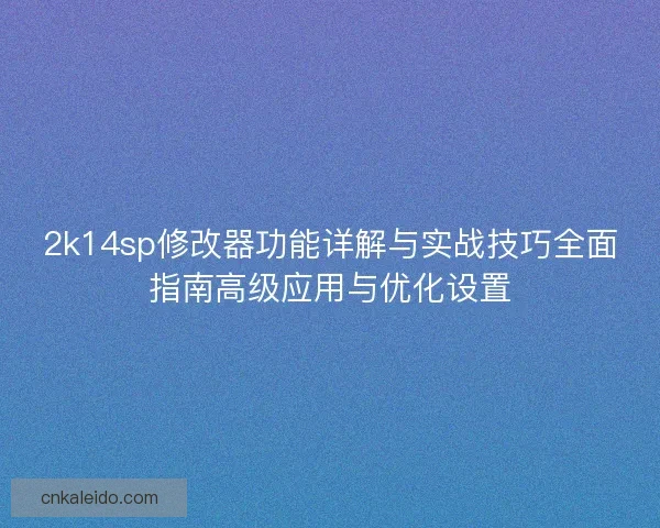 2k14sp修改器功能详解与实战技巧全面指南高级应用与优化设置 2k14sp修改器功能详解与实战技巧全面指南高级应用与优化设置