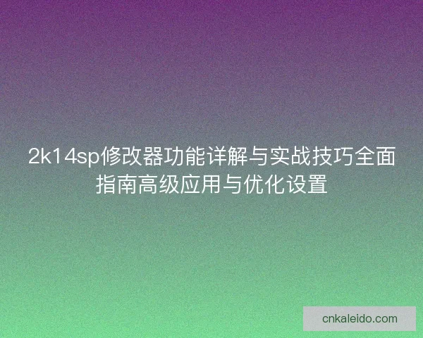 2k14sp修改器功能详解与实战技巧全面指南高级应用与优化设置 2k14sp修改器功能详解与实战技巧全面指南高级应用与优化设置