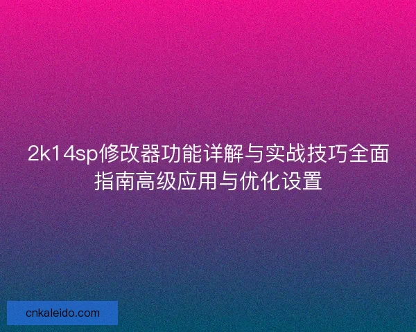 2k14sp修改器功能详解与实战技巧全面指南高级应用与优化设置 2k14sp修改器功能详解与实战技巧全面指南高级应用与优化设置