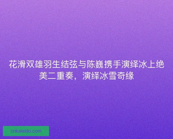 花滑双雄羽生结弦与陈巍携手演绎冰上绝美二重奏,演绎冰雪奇缘 花滑双雄羽生结弦与陈巍携手演绎冰上绝美二重奏,演绎冰雪奇缘